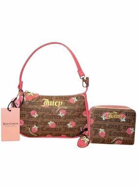 Juicy Couture Berry Sweet Convertible Wristlet bag & Wallet Chestnut Chino